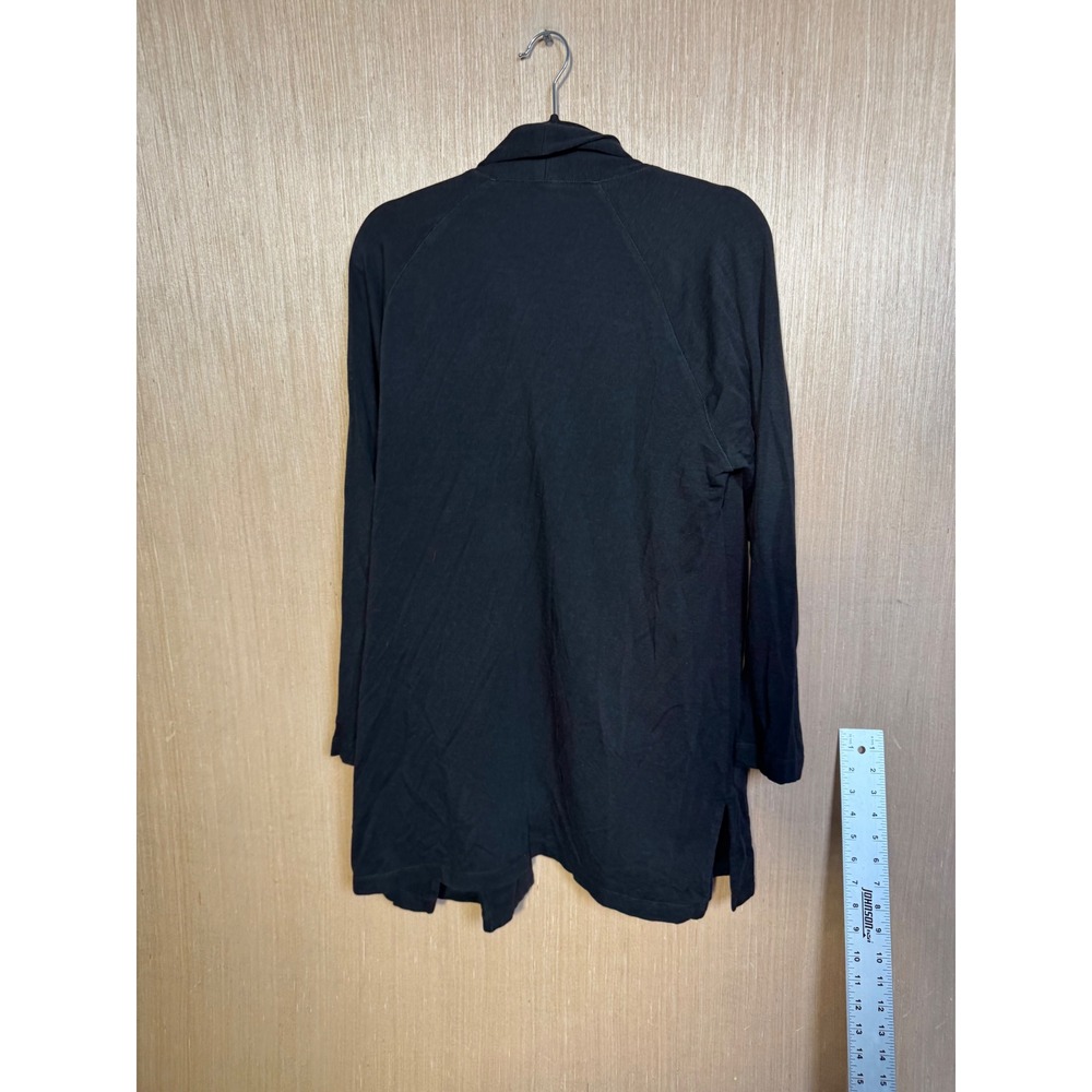 Eileen Fisher Black Tencel Organic Cotton Open Front Cardigan Medium F18FYW - Picture 5 of 5